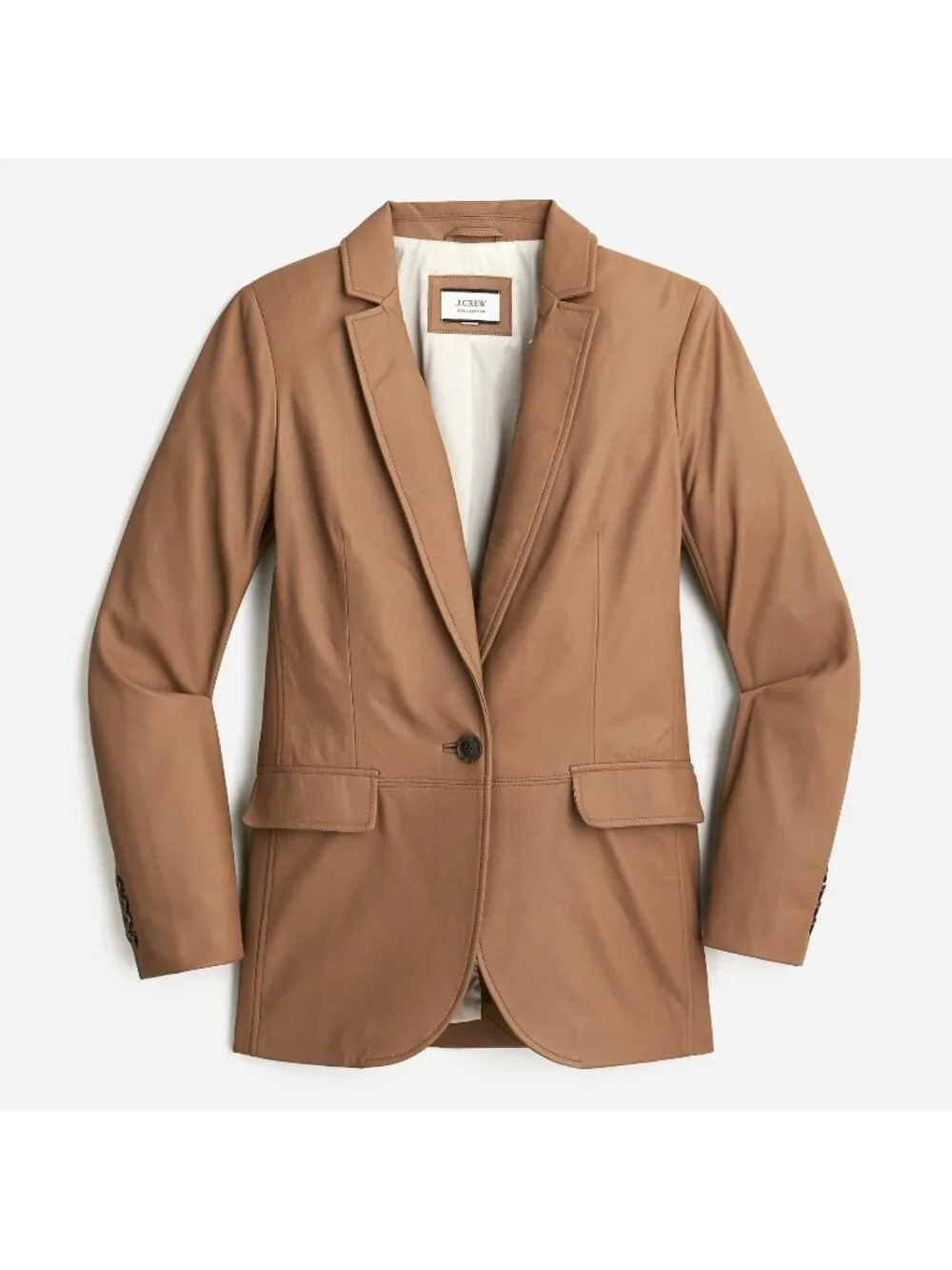 NWoT J.Crew Collection Alfie Blazer in Camel Champagne Lamb Leather Jacket 6